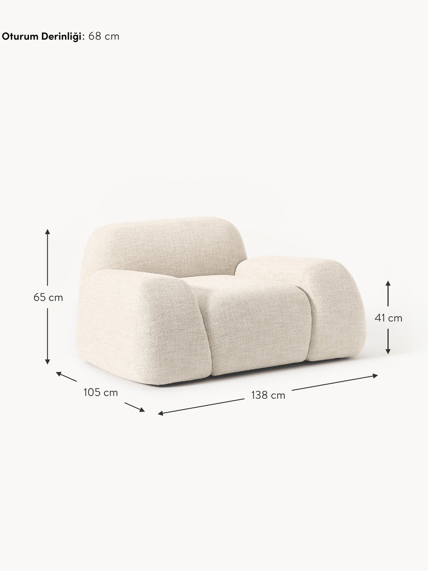 Prag Tekli Koltuk Açık Bej Bukle