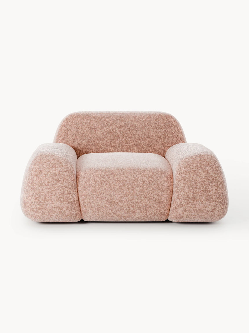 Prag Tekli Koltuk Açık Pembe Dokuma Kadife