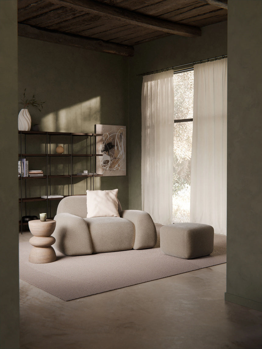 Prag Tekli Koltuk Bej Dokuma Kadife