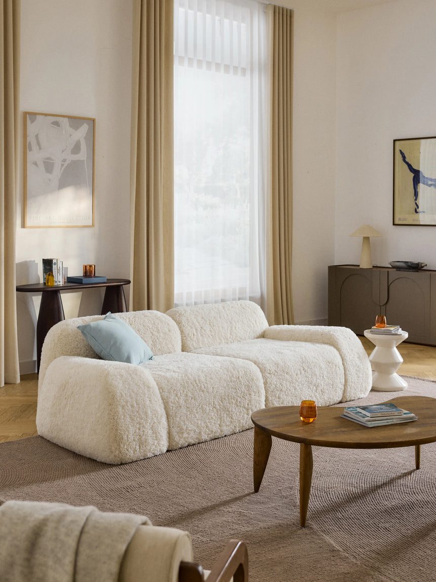 Prag Üçlü Koltuk Takımı Krem Beyaz Cozy Tüylü