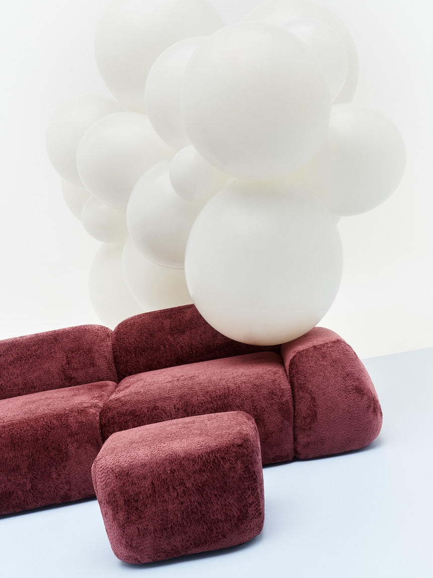 Prag Üçlü Koltuk Şarap Kırmızısı Teddy