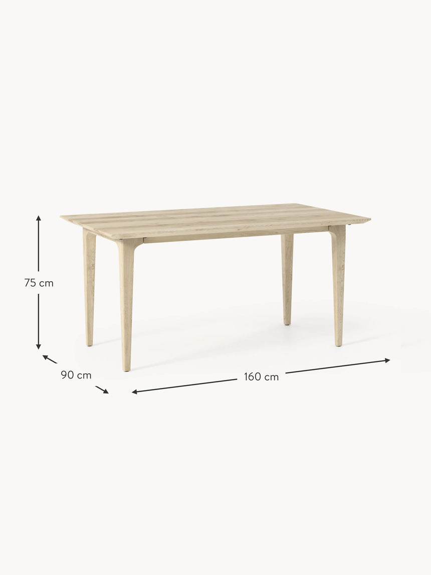 Riko Dikdörtgen Ahşap Yemek Masası Beyaz Meşe