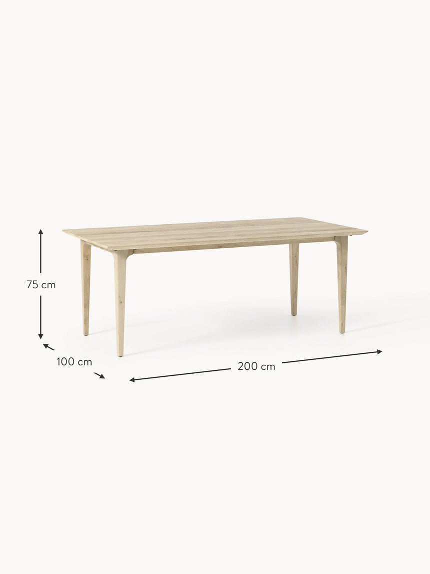 Riko Dikdörtgen Ahşap Yemek Masası Beyaz Meşe