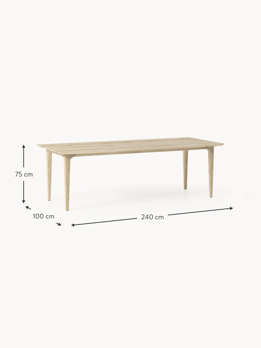 Riko Dikdörtgen Ahşap Yemek Masası Beyaz Meşe