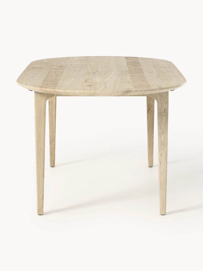 Riko Oval Ahşap Yemek Masası Beyaz Meşe