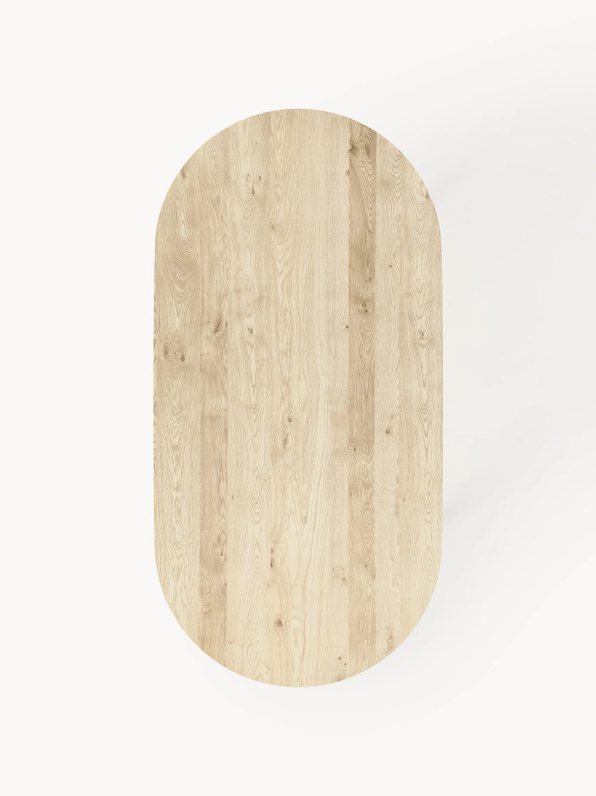 Riko Oval Ahşap Yemek Masası Beyaz Meşe