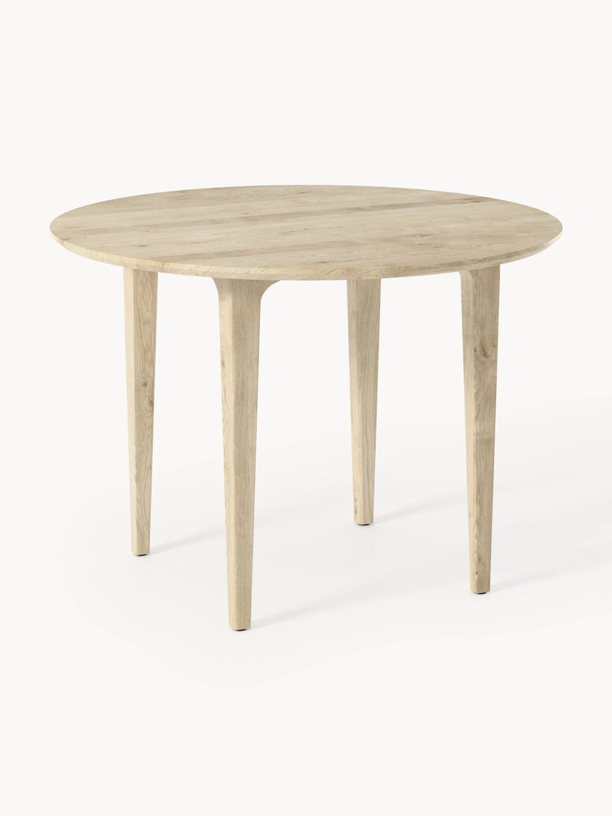 Riko Yuvarlak Ahşap Yemek Masası Beyaz Meşe