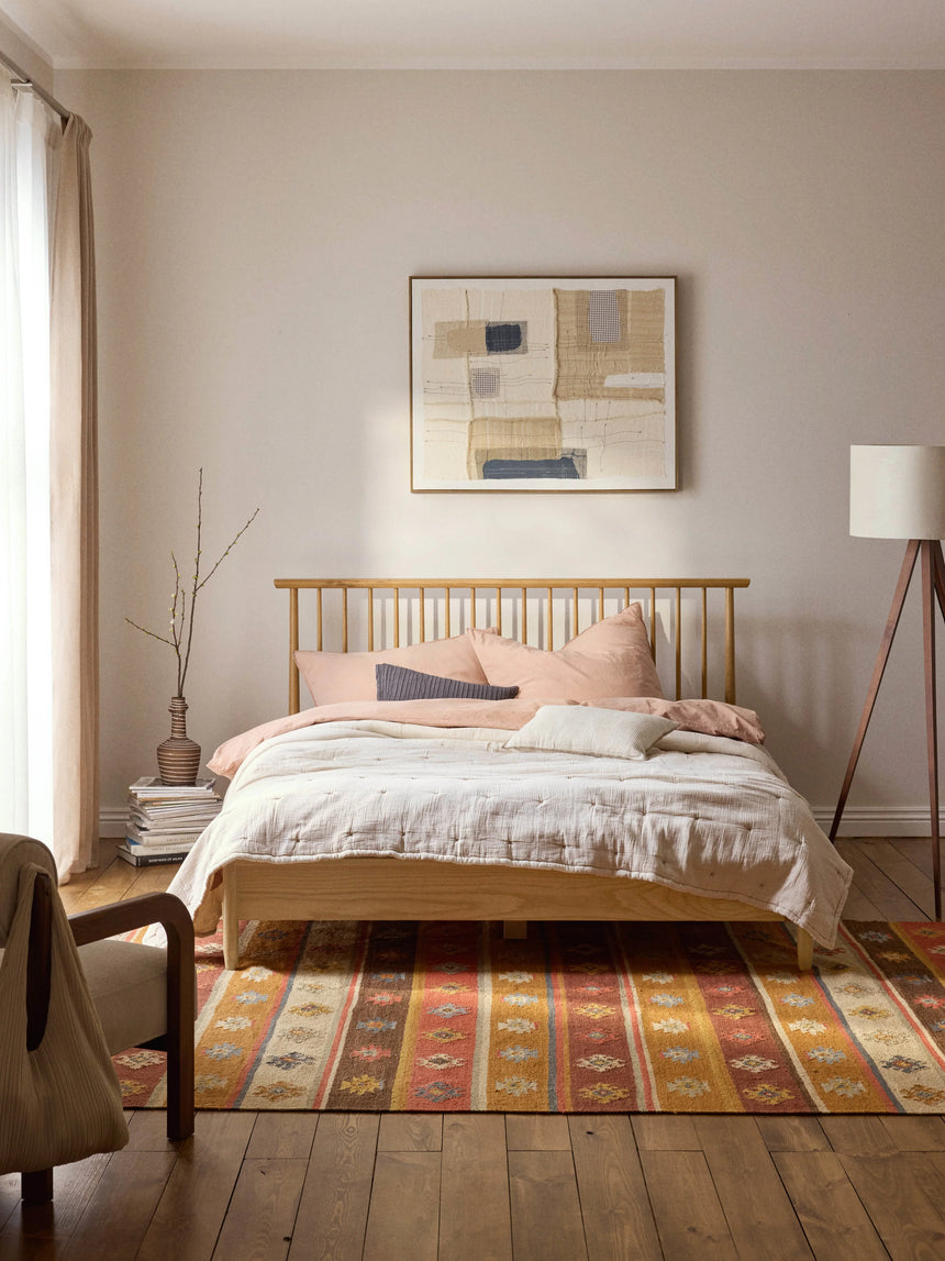 Roma Çift Kişilik Ahşap Karyola Meşe