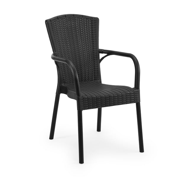 Royal Rattan Görünümlü Polipropilen Sandalye Siyah