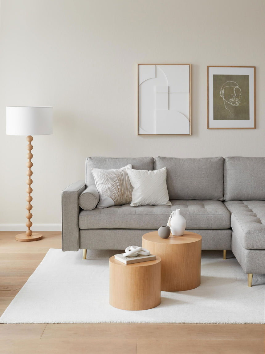 Saba Ahşap Yuvarlak Orta Sehpa Seti İkili Dışbudak