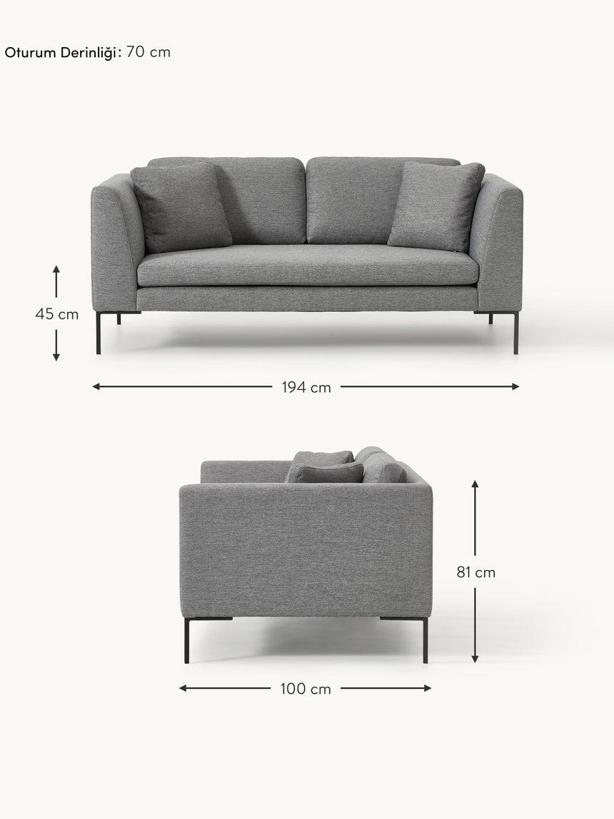 Sade İkili Koltuk Koyu Gri