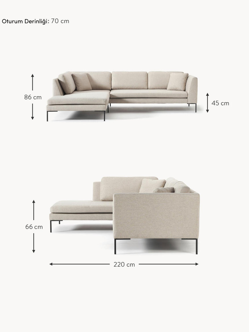 Sade Köşe Koltuk Açık Bej
