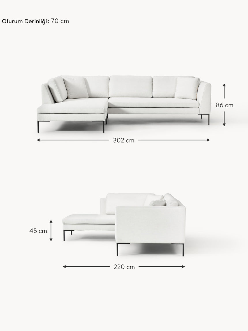 Sade Köşe Koltuk Kırık Beyaz