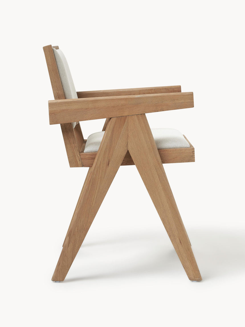 Sara Krem Minderli Kollu Ahşap Sandalye Meşe