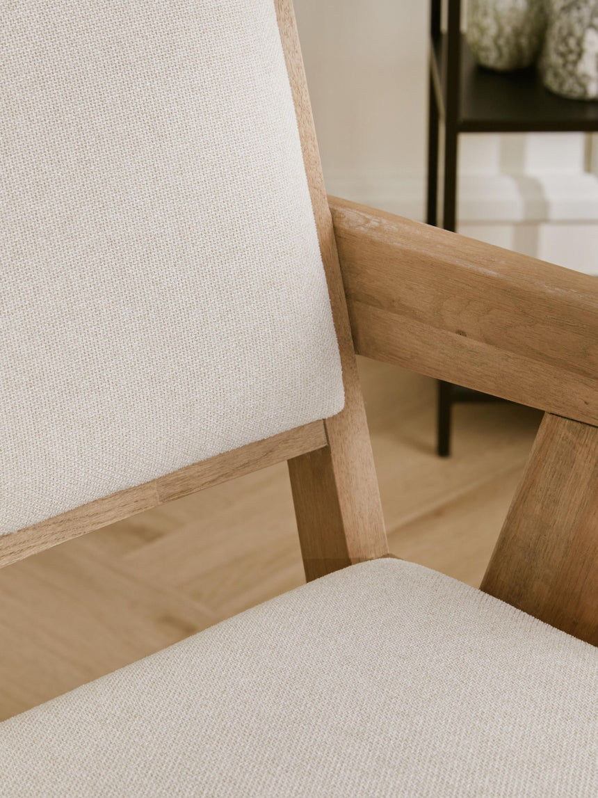 Sara Krem Minderli Kollu Ahşap Sandalye Meşe