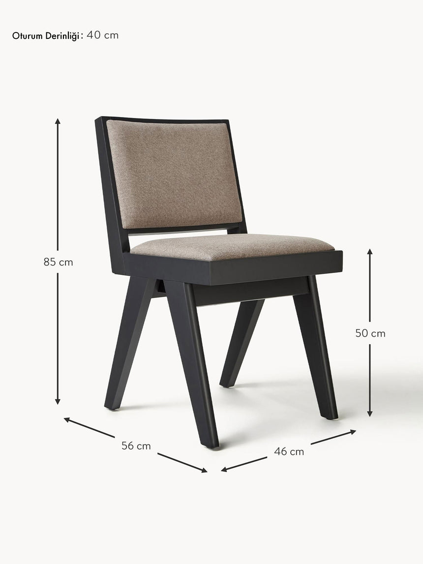 Sara Vizon Minderli Ahşap Sandalye Siyah
