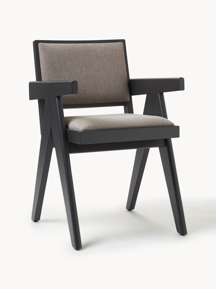 Sara Vizon Minderli Kollu Ahşap Sandalye Siyah