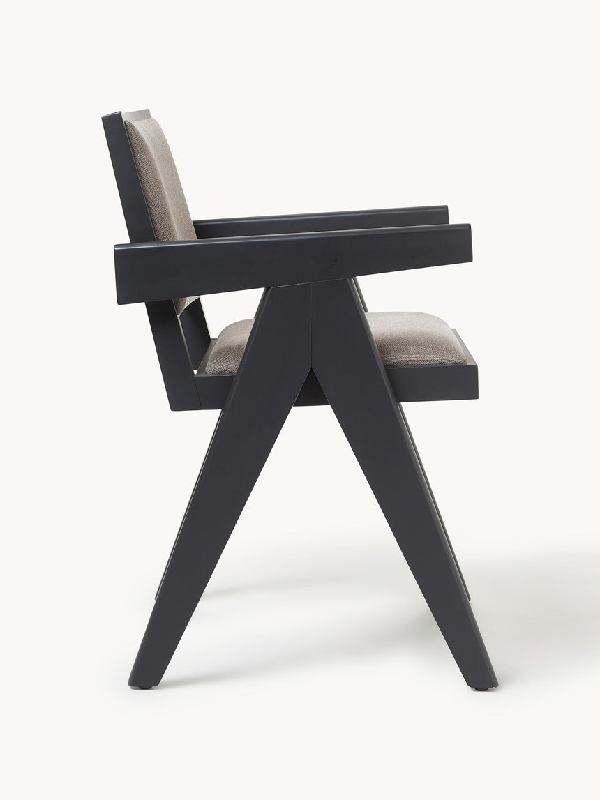 Sara Vizon Minderli Kollu Ahşap Sandalye Siyah