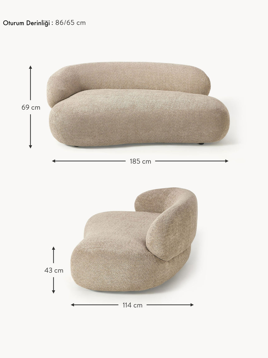 Siri Puf İkili Koltuk Kahve Bej Teddy