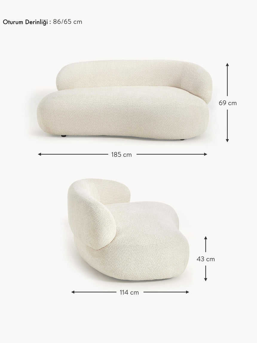 Siri Puf İkili Koltuk Kırık Beyaz Teddy