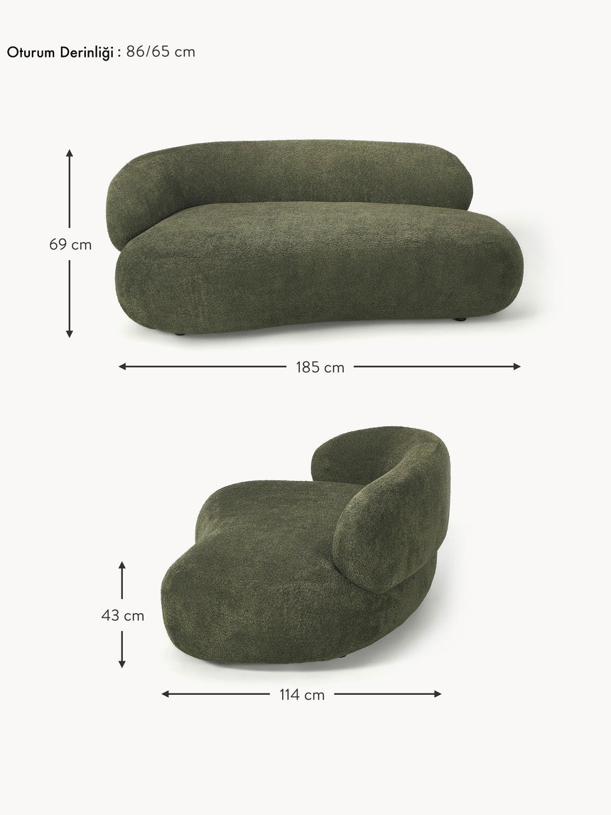 Siri Puf İkili Koltuk Yeşil Teddy