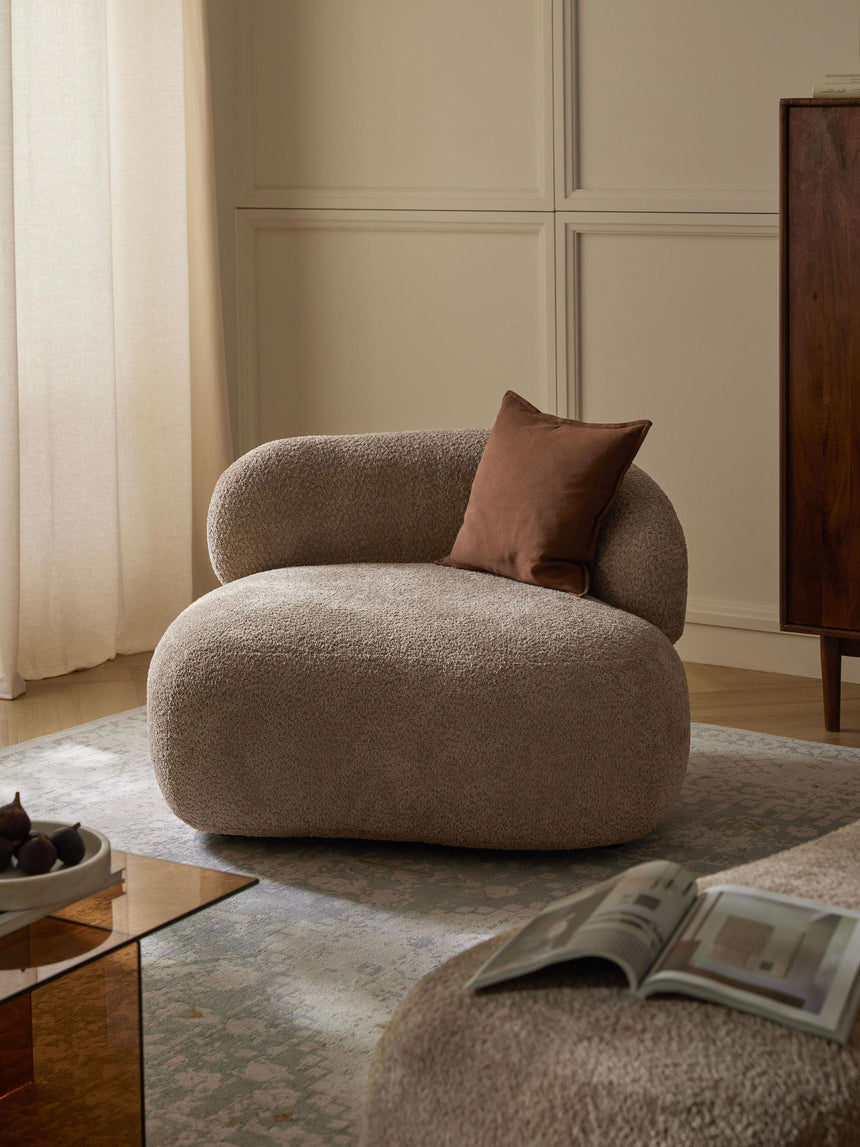 Siri Puf Tekli Koltuk Kahve Bej Teddy