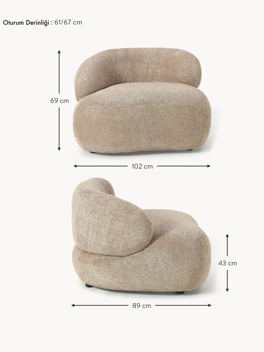 Siri Puf Tekli Koltuk Kahve Bej Teddy