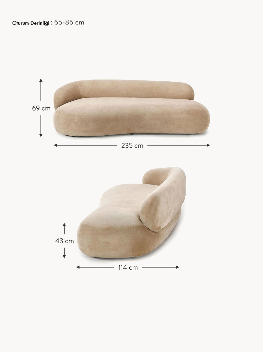 Siri Puf Üçlü Koltuk Bej