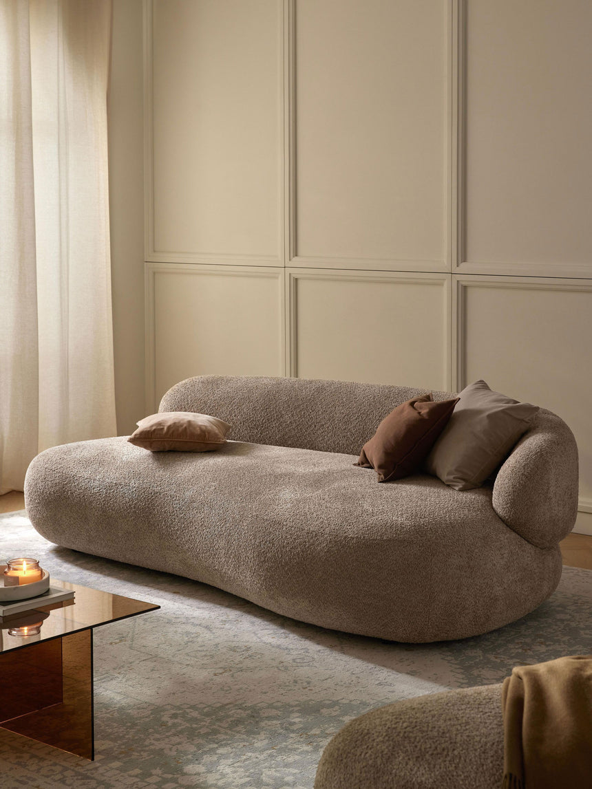 Siri Puf Üçlü Koltuk Kahve Bej Teddy