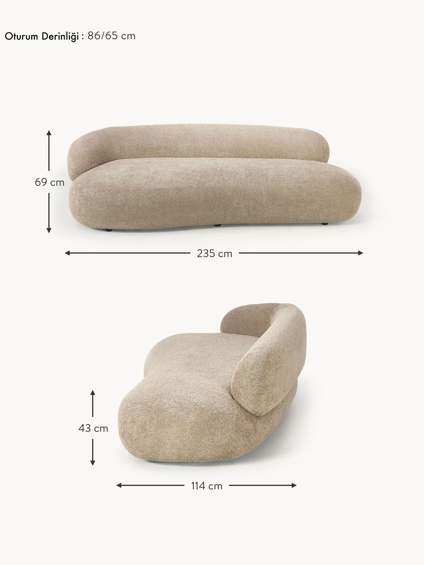 Siri Puf Üçlü Koltuk Kahve Bej Teddy