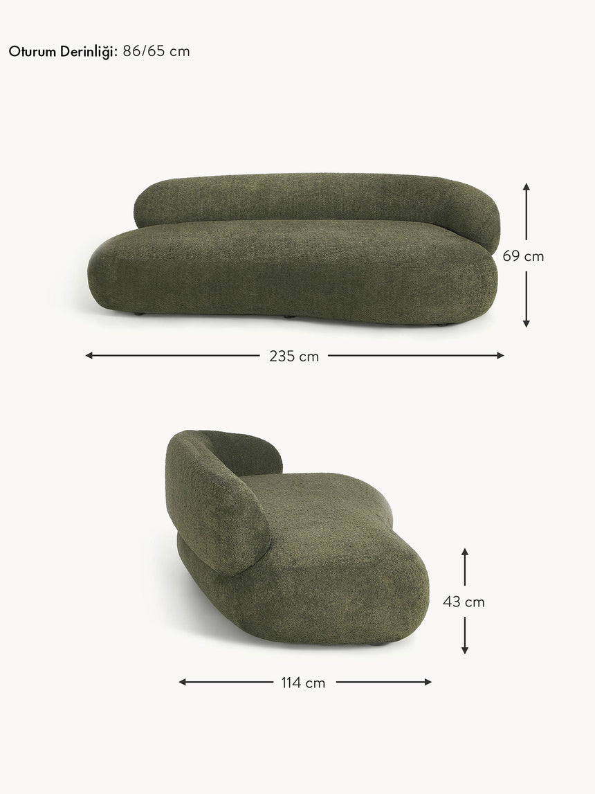 Siri Puf Üçlü Koltuk Yeşil Teddy
