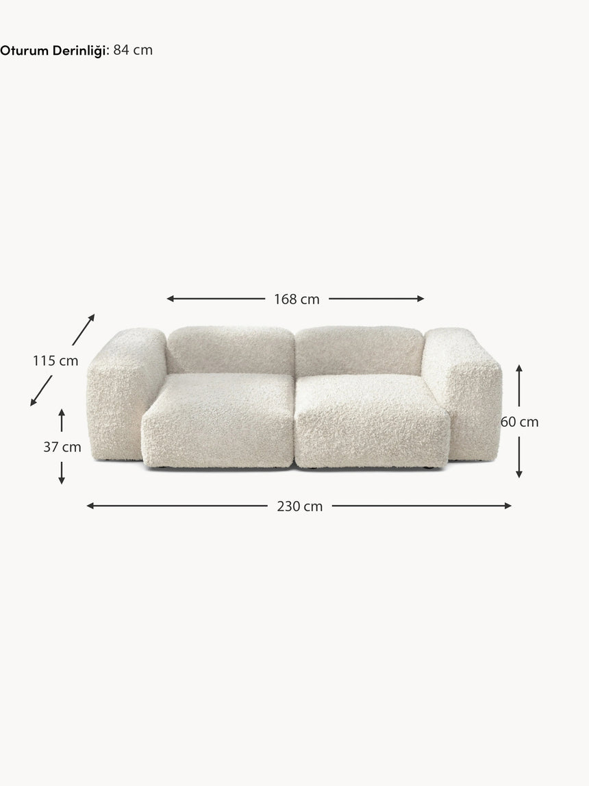 Soma İkili Koltuk Kırık Beyaz Teddy