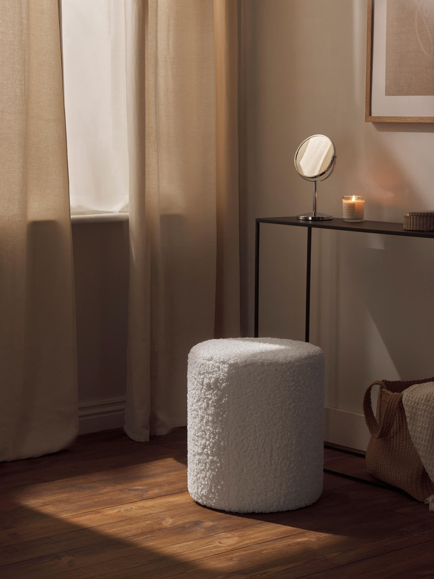 Sos Silindir Puf Beyaz Teddy