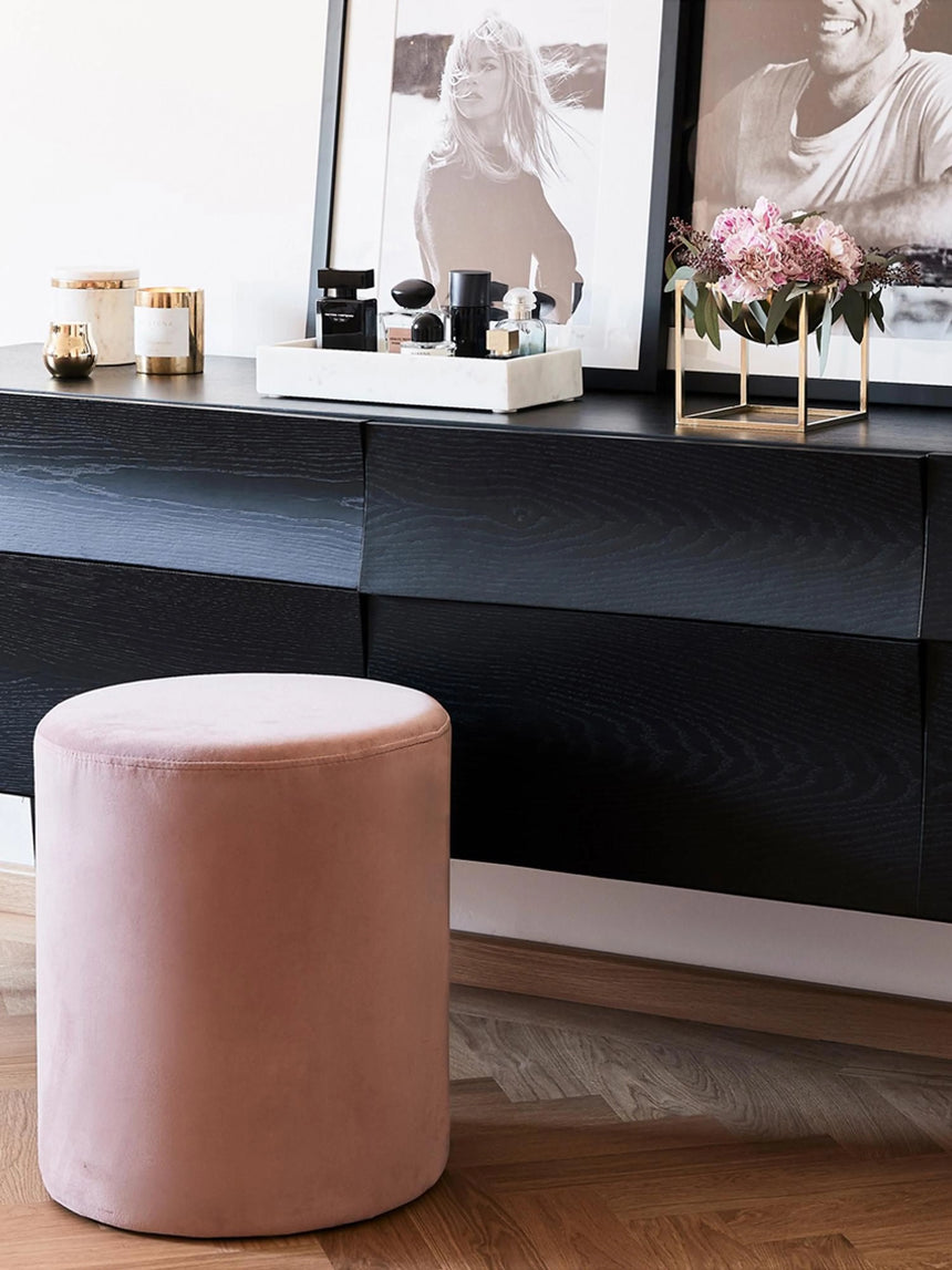 Sos Silindir Puf Pembe Kadife