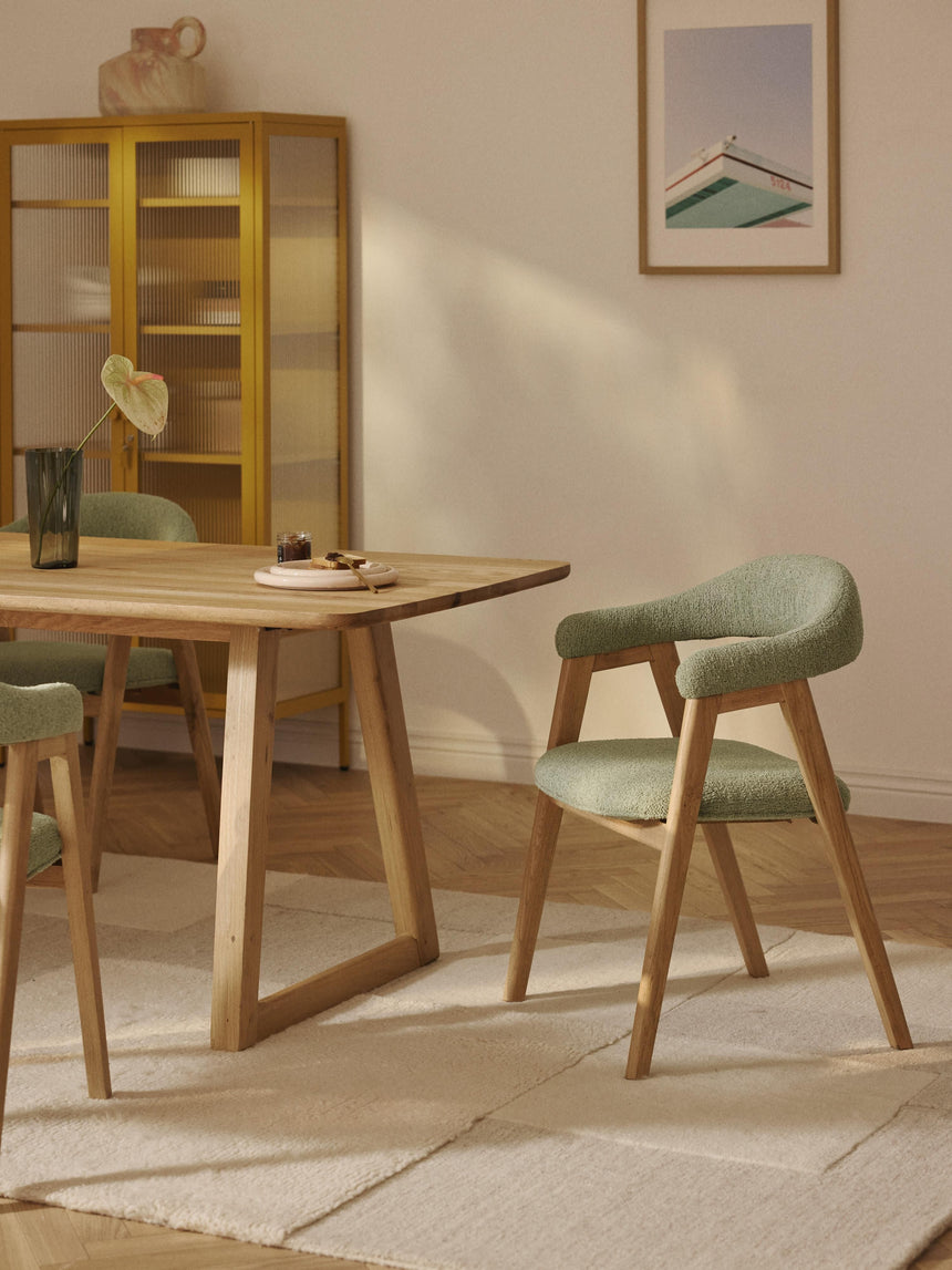 Sweet Ahşap Sandalye Adaçayı Yeşili Bukle Meşe