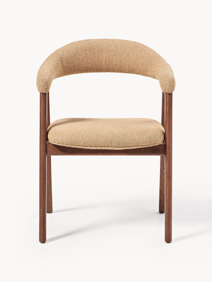 Sweet Ahşap Sandalye Bej Bukle Ceviz