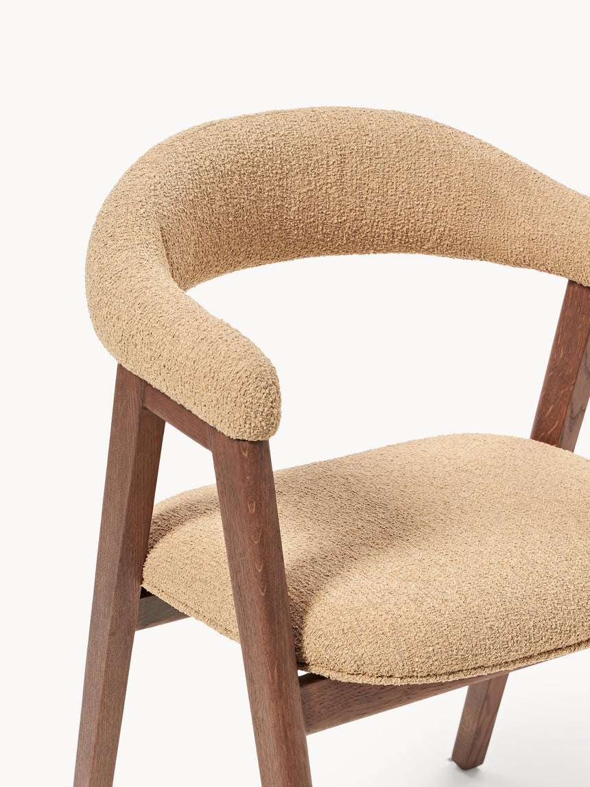 Sweet Ahşap Sandalye Bej Bukle Ceviz