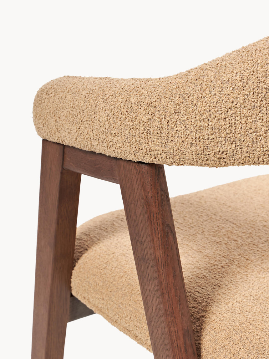 Sweet Ahşap Sandalye Bej Bukle Ceviz