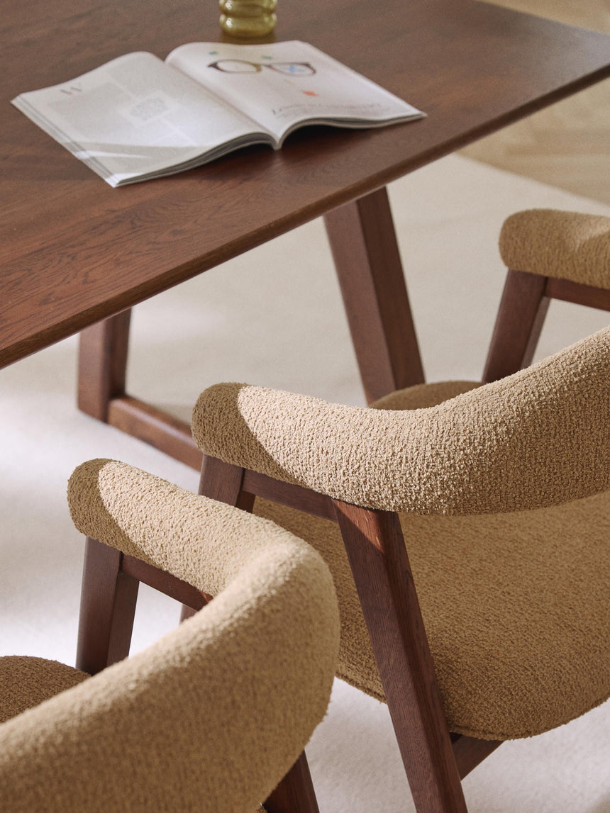 Sweet Ahşap Sandalye Bej Bukle Ceviz