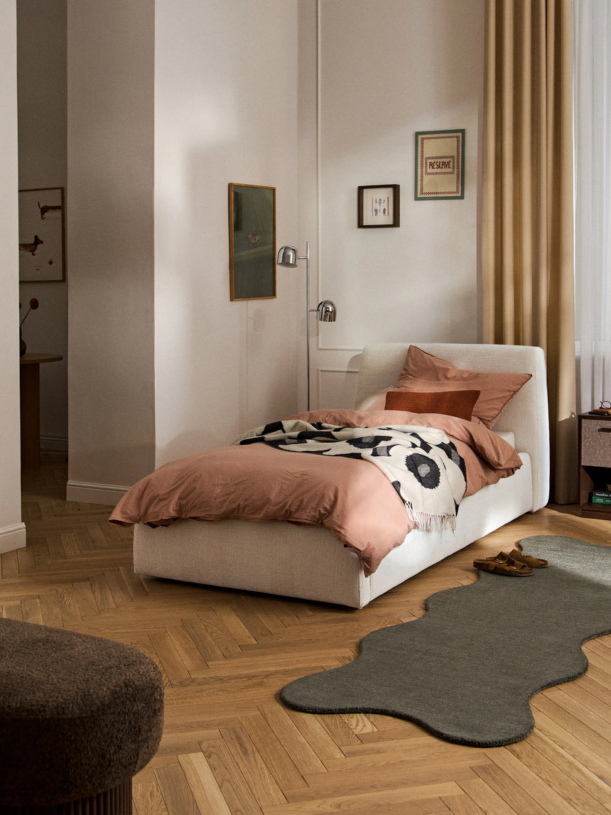 Swift Tek Kişilik Karyola Açık Bej Dokuma Kadife