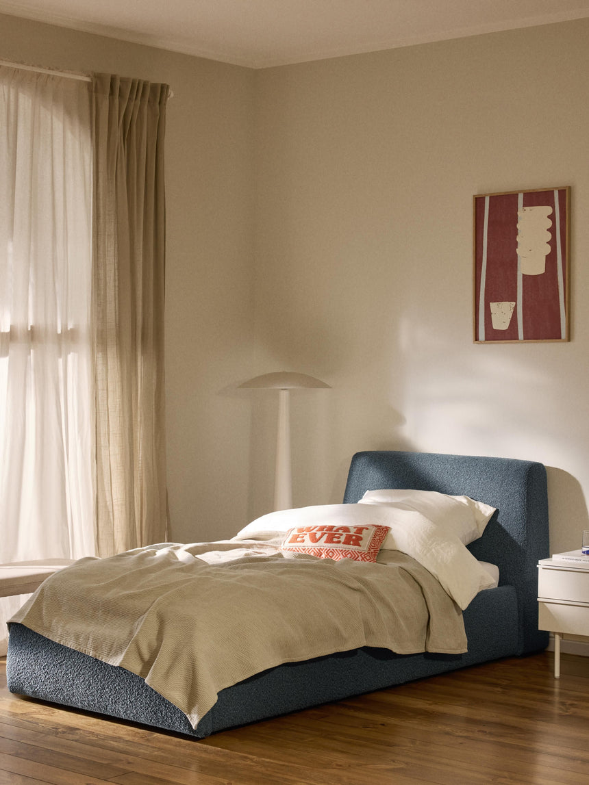 Swift Tek Kişilik Karyola Gri Mavi Bukle