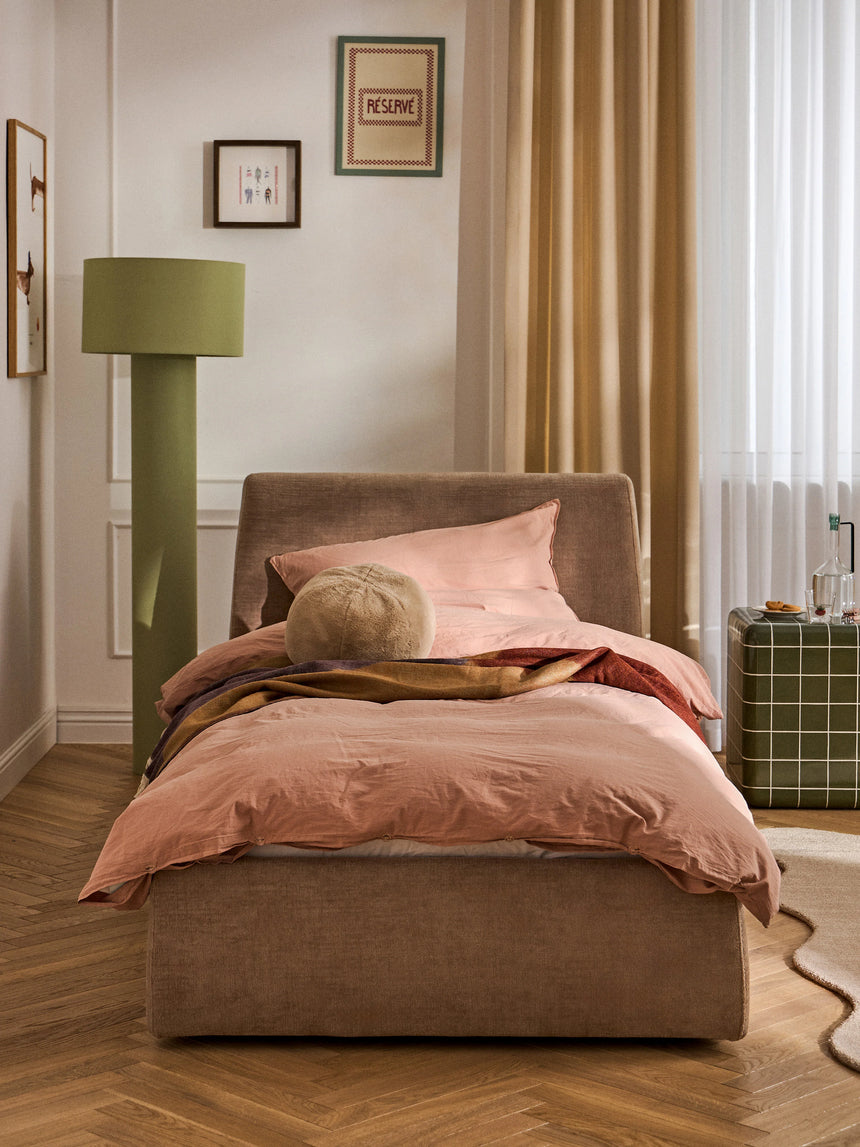 Swift Tek Kişilik Karyola Kahve Dokuma Kadife