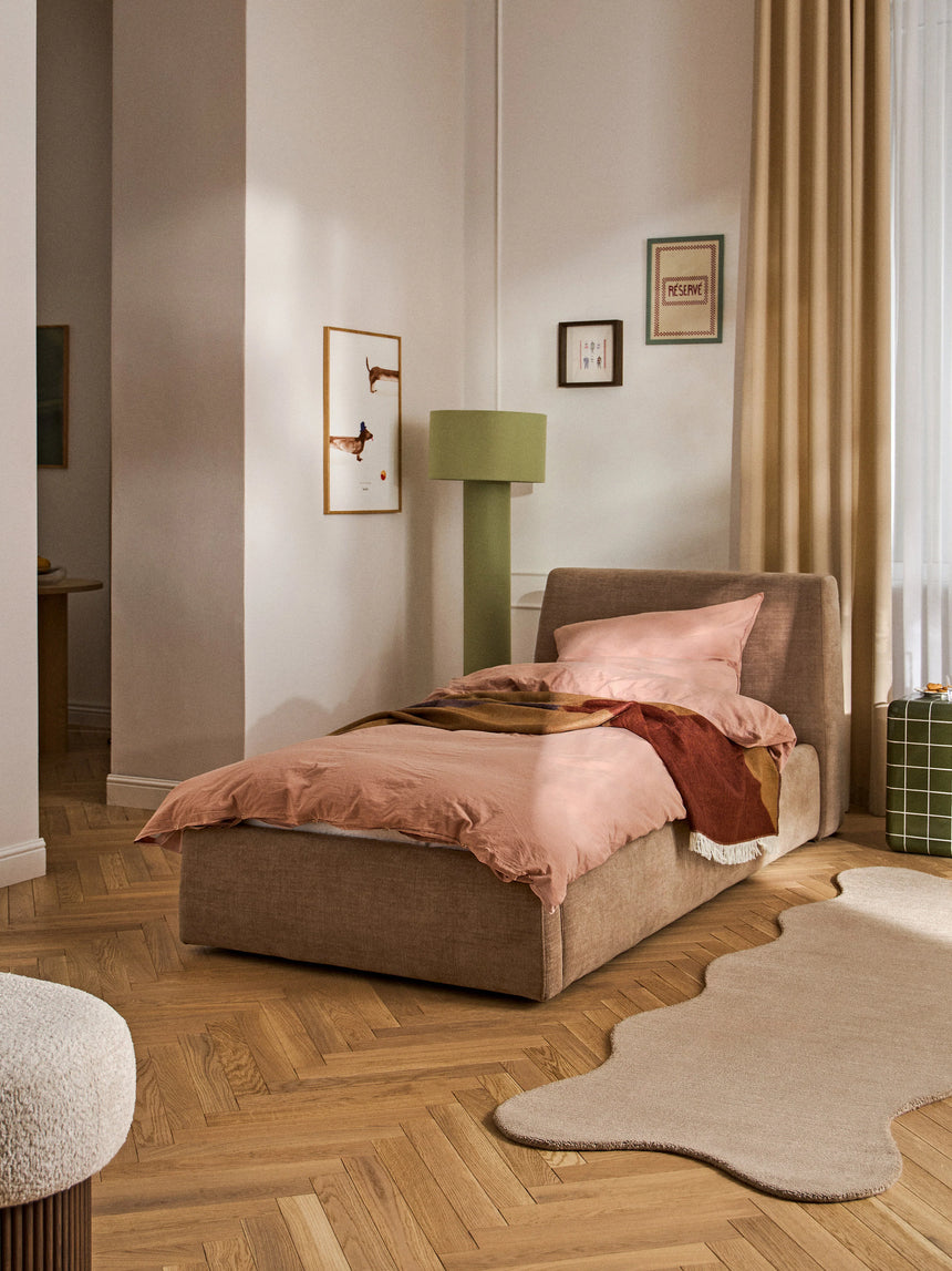 Swift Tek Kişilik Karyola Kahve Dokuma Kadife