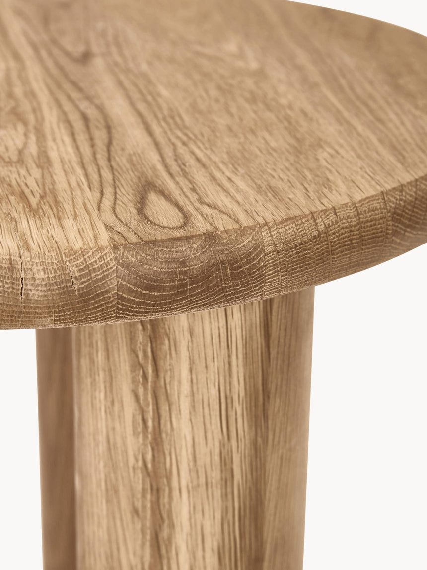 Polo Ahşap Yuvarlak Yan Sehpa Natürel