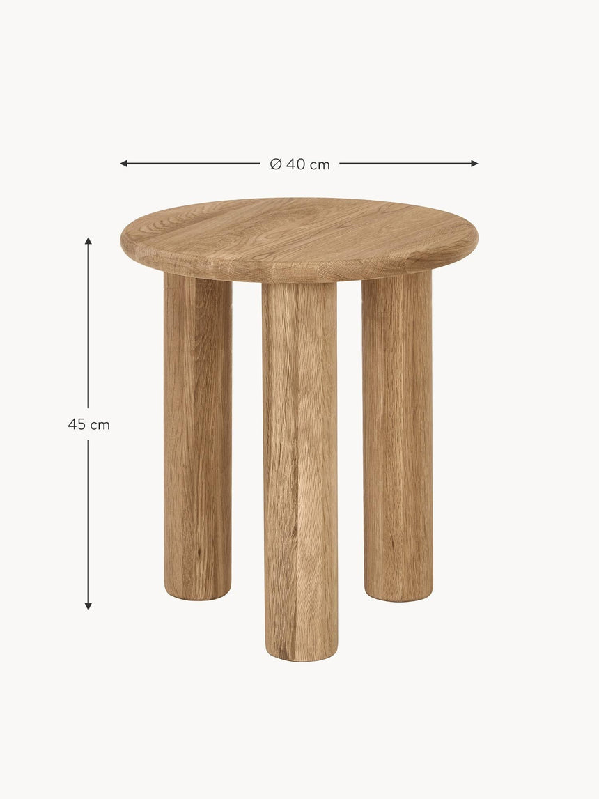 Polo Ahşap Yuvarlak Yan Sehpa Natürel