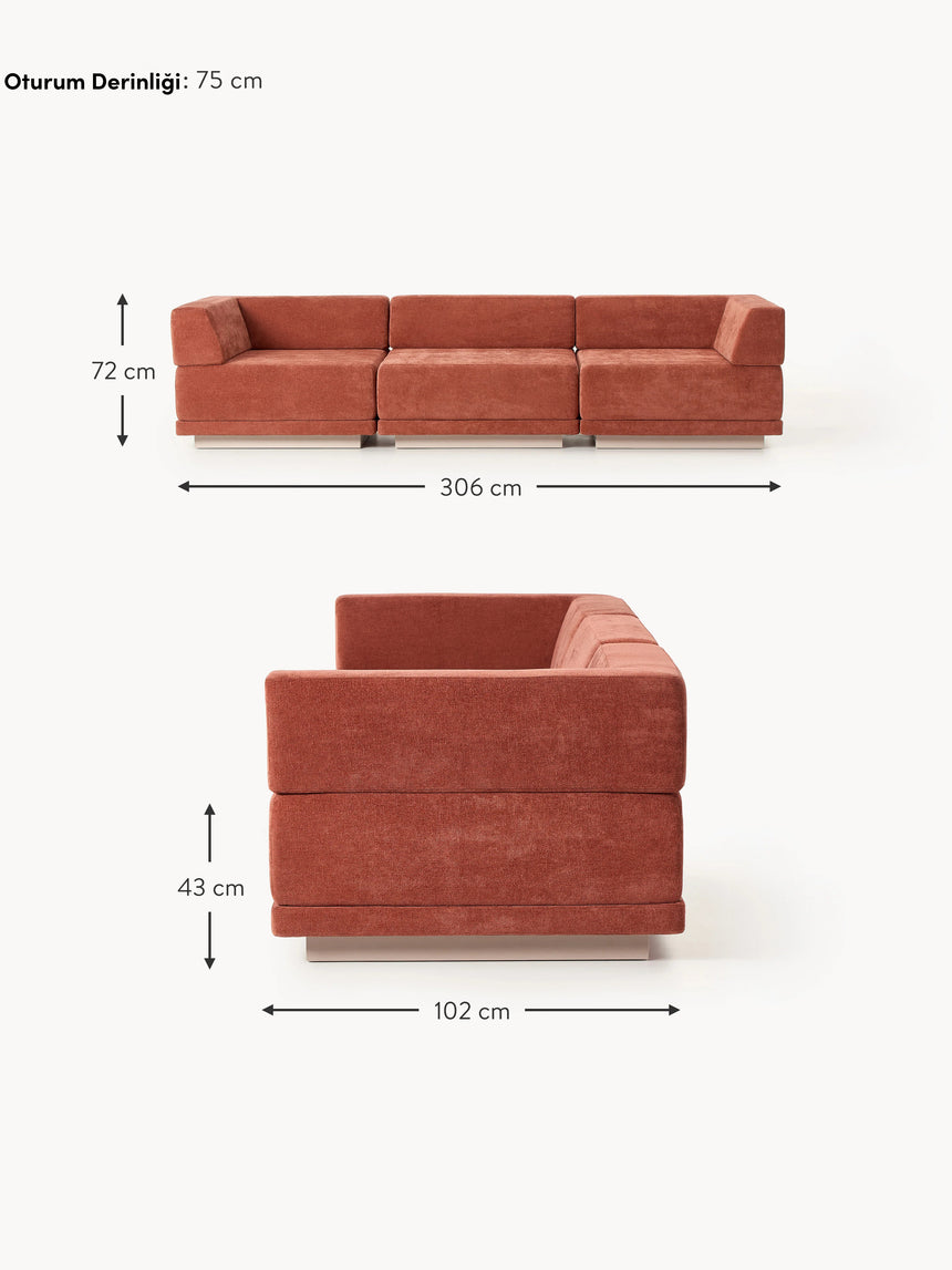 Terim Dörtlü Koltuk Kırmızı Dokuma Kumaş