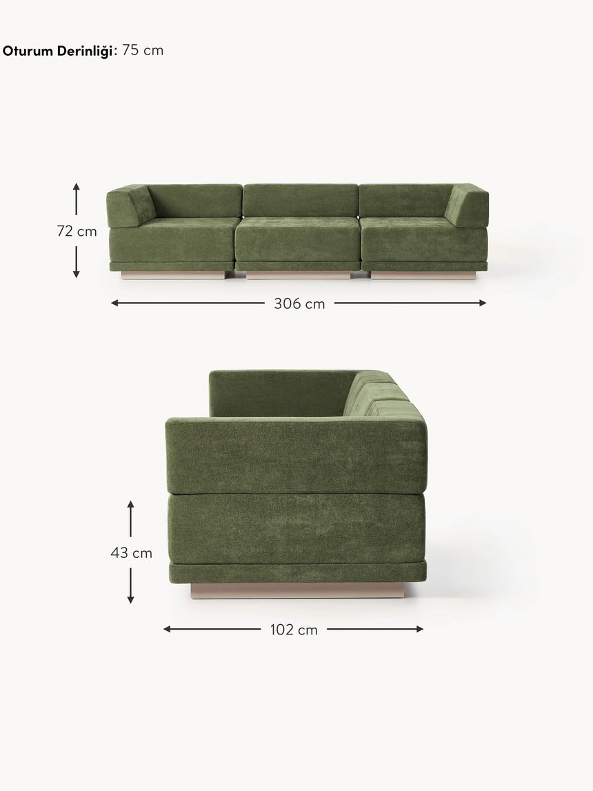 Terim Dörtlü Koltuk Yeşil Dokuma Kumaş