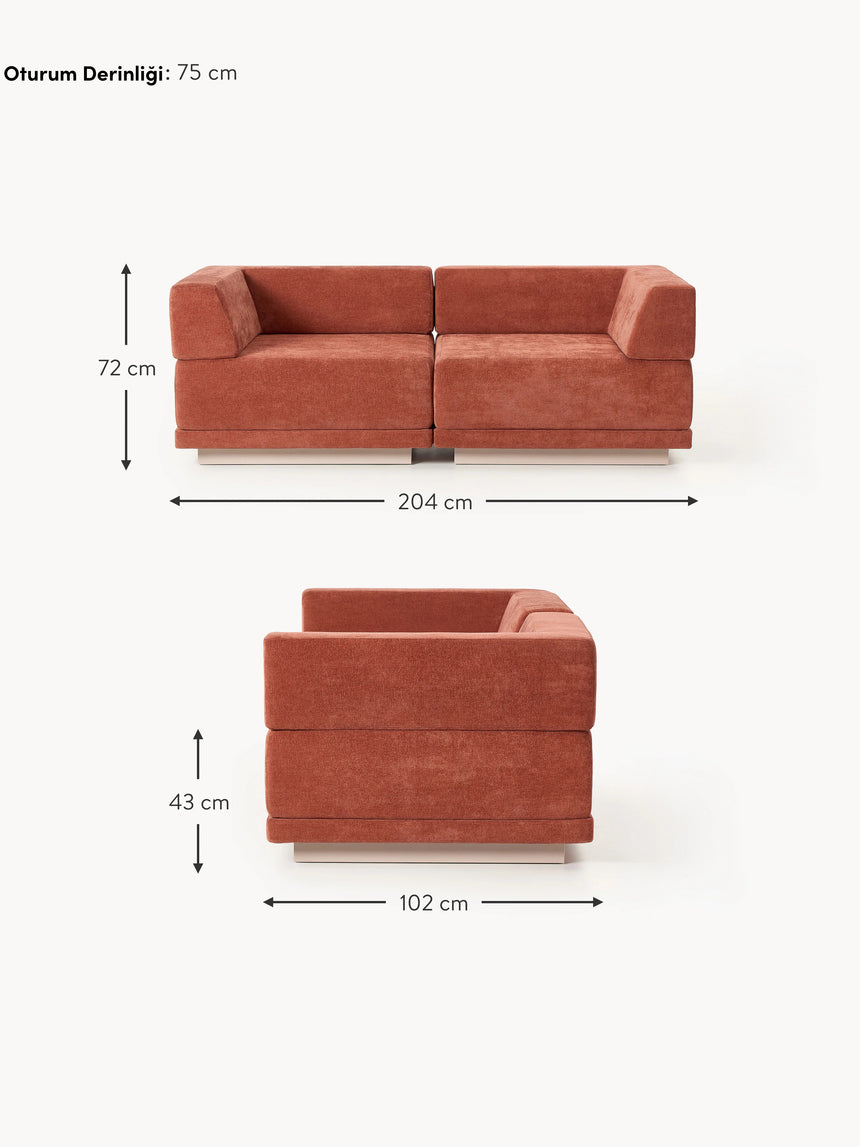 Terim İkili Koltuk Kırmızı Dokuma Kumaş