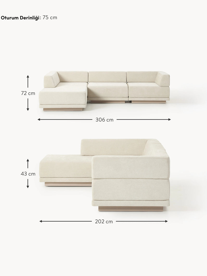 Terim Large Köşe Koltuk Bej Dokuma Kumaş