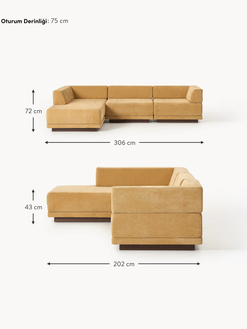 Terim Large Köşe Koltuk Hardal Sarısı Dokuma Kumaş